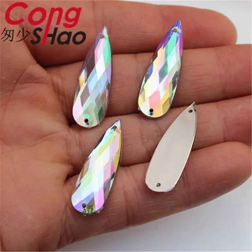 Прозрачные AB акриловые хрустальные камни Cong Shao 100 шт. 8*28/10*30 мм с плоской спинкой