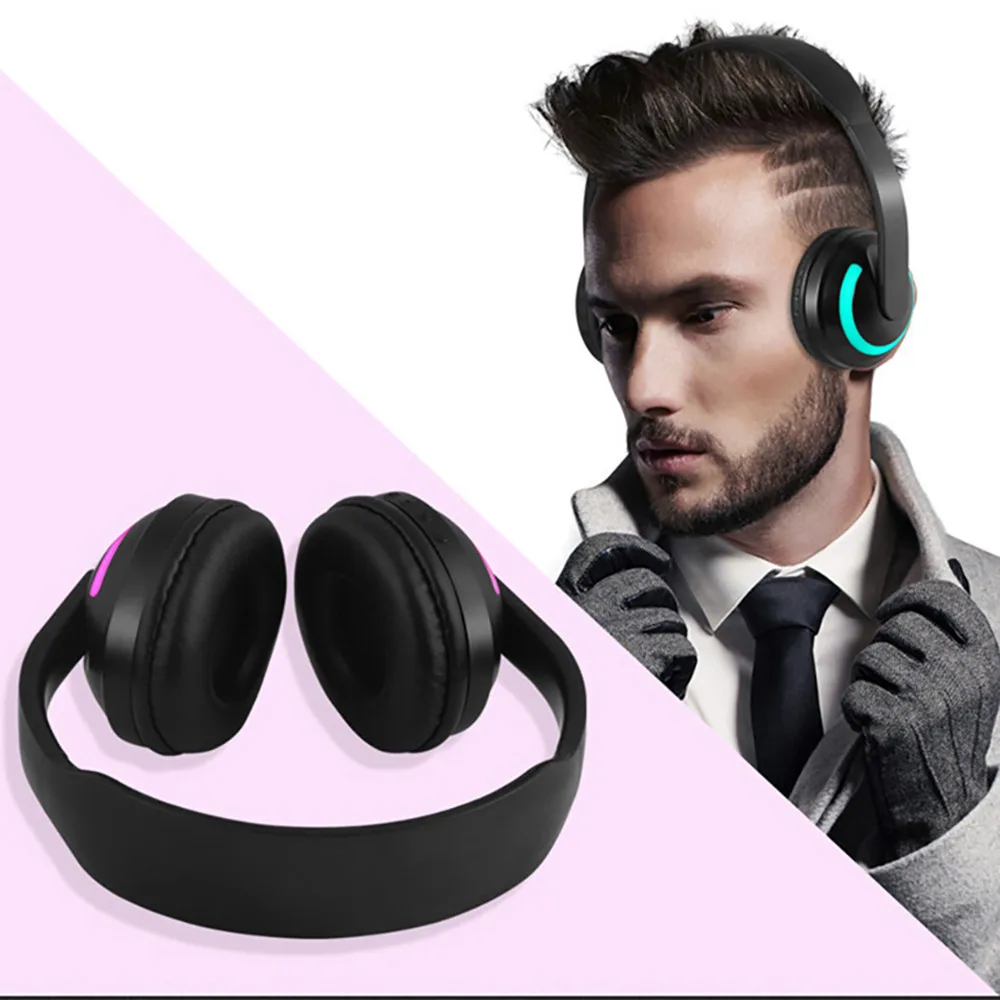 Игровая гарнитура семь цветов светящаяся Bluetooth стерео спортивные наушники Fones De