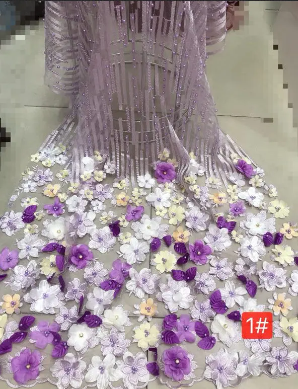 as picture 1 LASUI 1Y = 1 шт. 6 цветов красивый Многоцветный 3D цветок бусины одностороннее позиционирование вышивка кружевной ткани для платья X0355 - Цвет: as picture 1