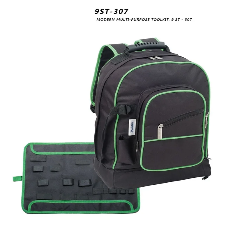 Pro'sKit 9ST-307 многофункциональный электрик Инструмент Рюкзак универсальная дорожная сумка Двойные Плечи сумка для инструмента большое хранение