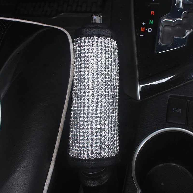 handbrake cover Bling Diamond Crystal Чехлы рулевого колеса автомобиля Стразы Кожа Авто Рулевое колесо покрытие автомобиля аксессуары для интерьера - Название цвета: handbrake cover