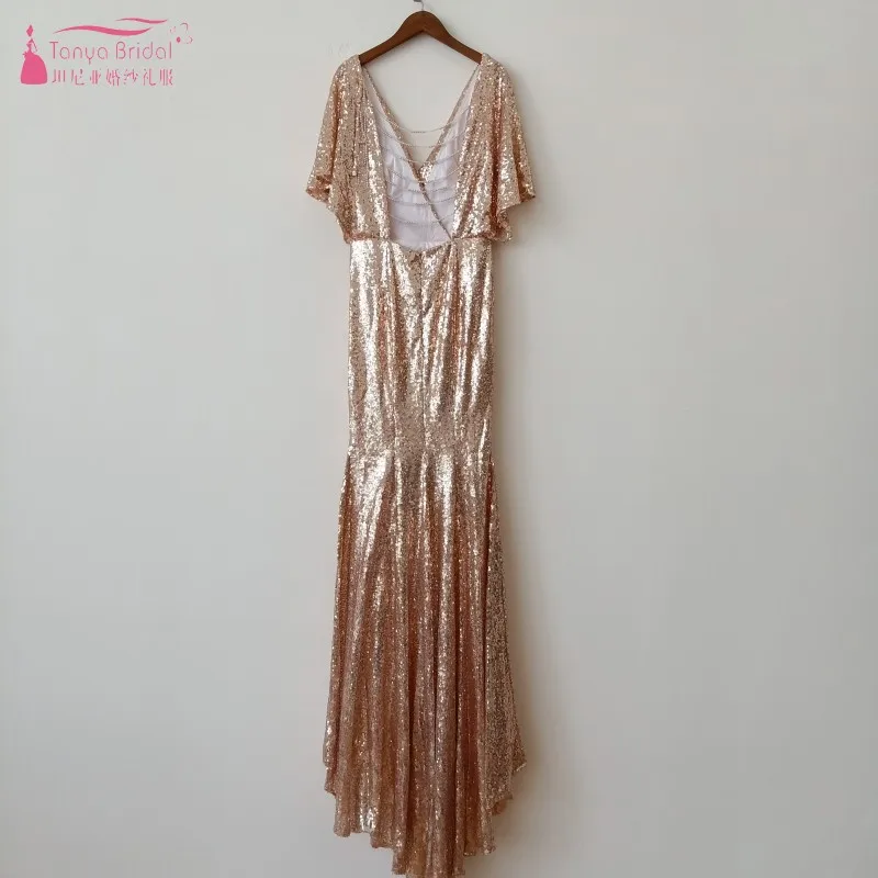 Платье подружки невесты с золотыми пайетками платье элегантное vestido longo