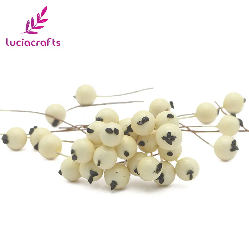 C4 Ivory Lucia crafts, 50 шт./лот, искусственные фруктовые ягоды, гранат, вишня, тычинка, для свадьбы, дома, Рождества, декоративные, A0601 - Цвет: C4 Ivory