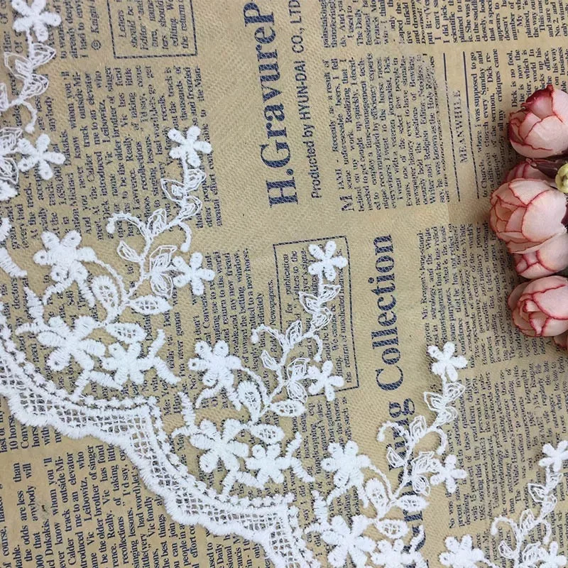 Wholesale 15Yards 15CM Width White Lace Trim Embroidery Mesh for Wedding Dress LSHB532 | Дом и сад