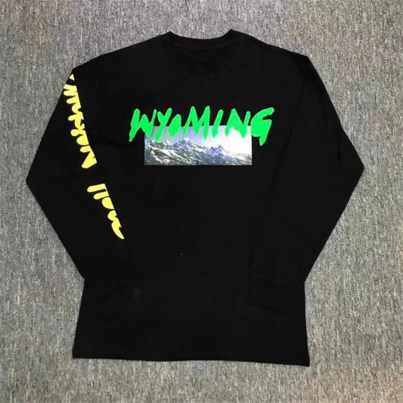 Футболка Kanye West WYOMING L/S длинная футболка для мужчин и женщин 1:1 высокое качество 100%