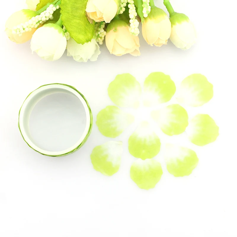 100 шт. в рулоне зеленая Акварельная Васи-лента с лепестками сакуры декоративная