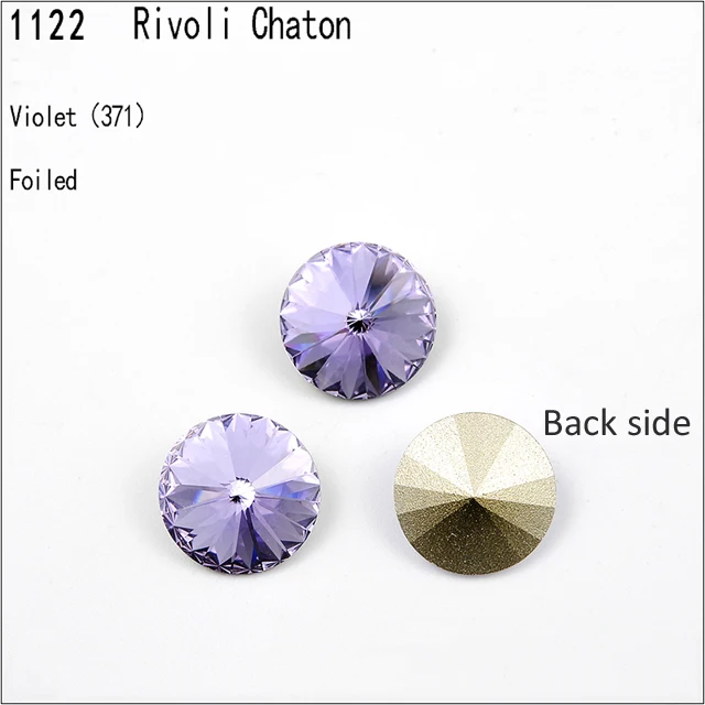 Violet F (371) 1 шт.) с украшением в виде кристаллов от Swarovski 1122 круглые Rivoli камня(без отверстия) фольгированная Австрия Стразы для бижутерии, материал для рукоделия - Цвет: Violet F (371)