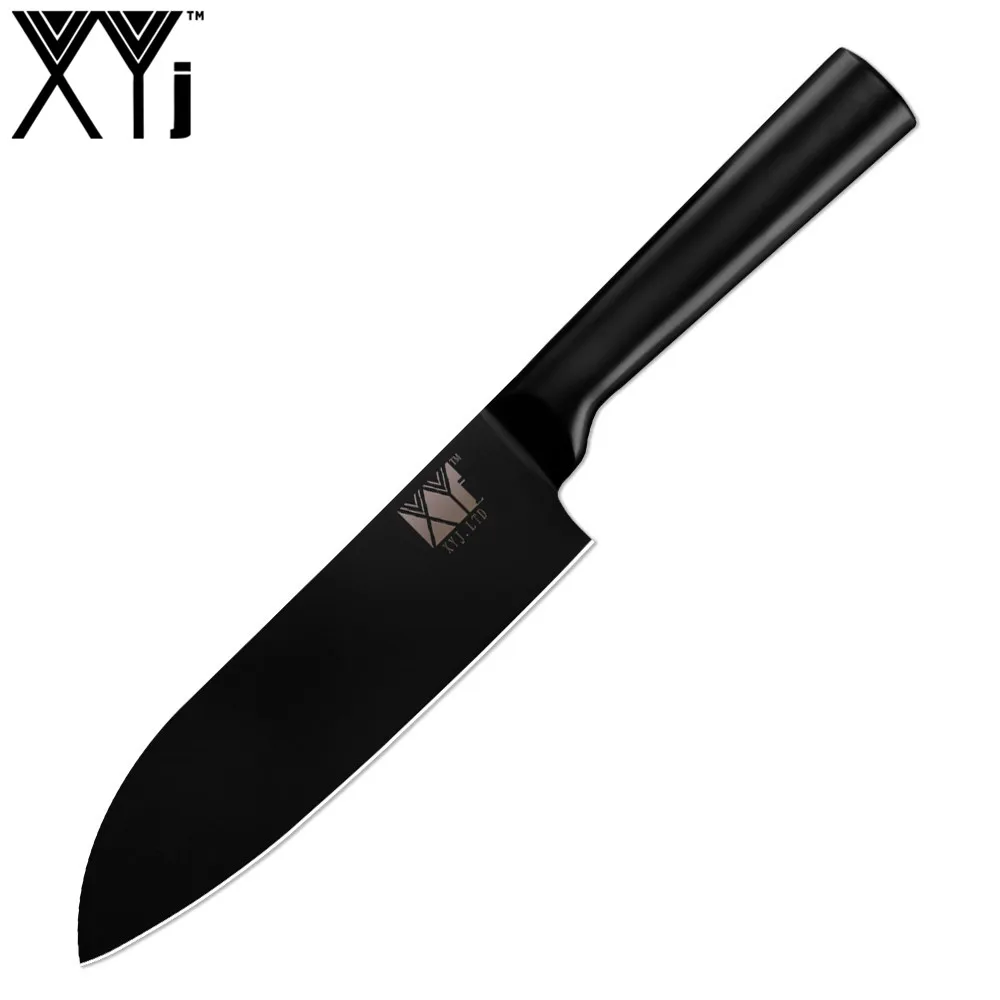 F.7 santoku knife XYj 4 шт. набор кухонных разделочных ножей из высокоуглеродистой нержавеющей стали Santoku универсальный нож полностью черный кухонный инструмент гаджеты для приготовления пищи - Цвет: F.7 santoku knife