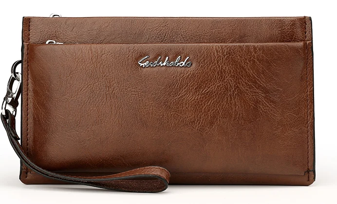 Light Brown Бренд FEIDIKABOLO, мужские кошельки на молнии, с сумкой для телефона, из искусственной кожи, клатч, кошелек, большая вместительность, повседневные длинные деловые мужские кошельки - Цвет: Light Brown