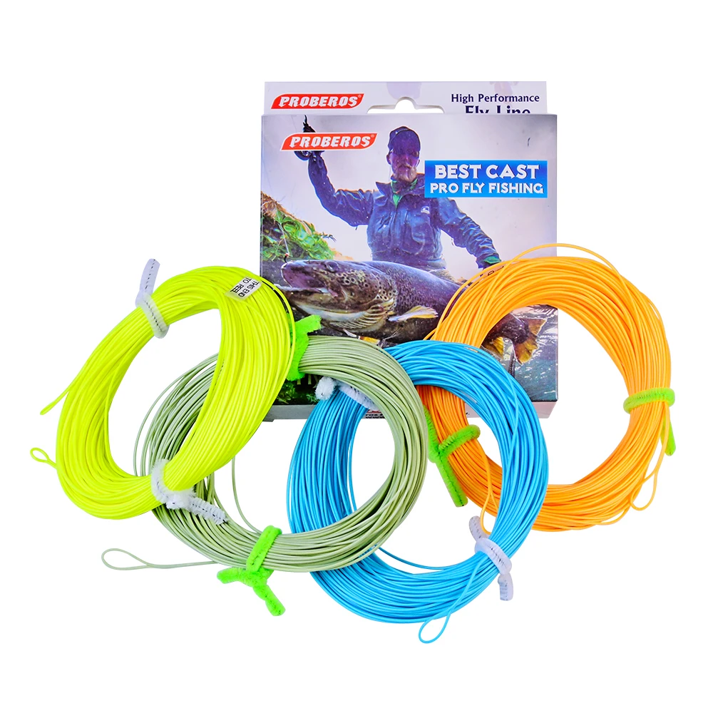 PROBEROS 100FT Вес вперед плавающая Летающая леска WF 2F/3F/4F/5F/6F/7F/8F Fly Line серо