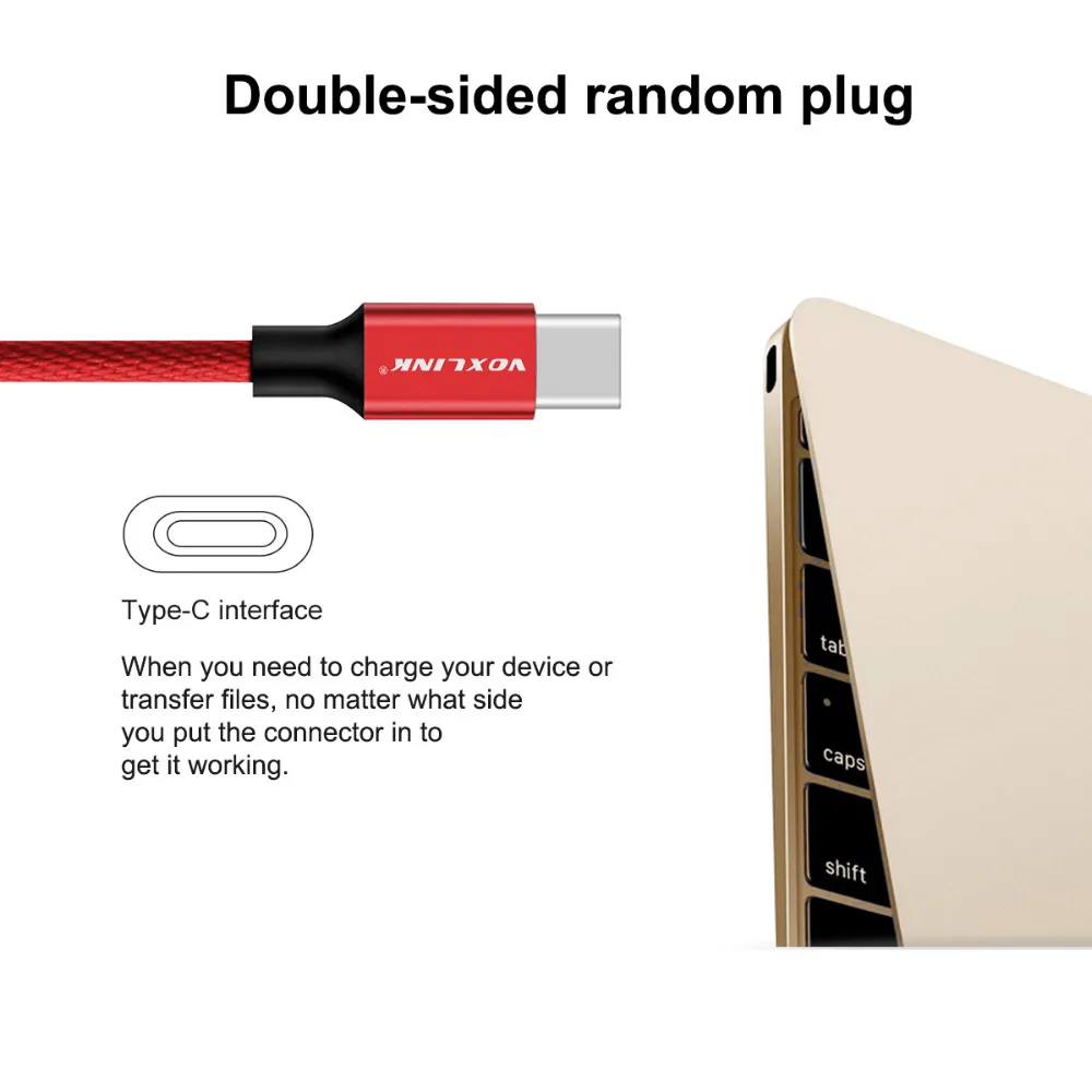 VOXLINK 2.4A usb type C кабель для xiaomi redmi note 7 Мобильный телефон Быстрая зарядка кабель для samsung Galaxy S9 S8 Plus USB шнур