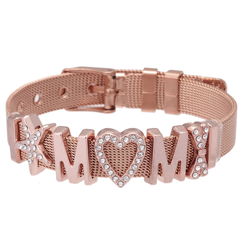 BAOPON ювелирные изделия мама и любовь Слайд браслет с брелоками из нержавеющей