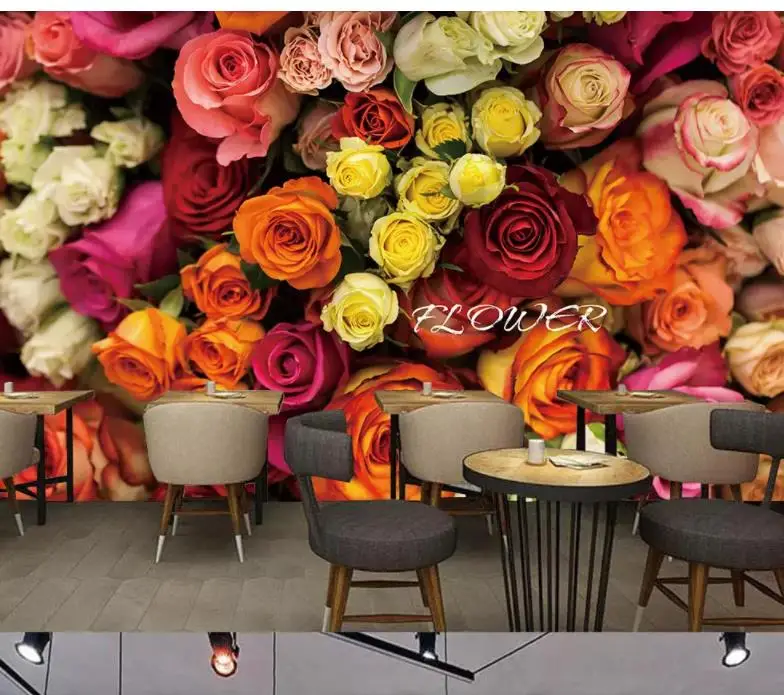 

Home Decor Custom 3d Mural Wallpaper Rose close-up tv background wall Living Room Wallpaper 3D Painting