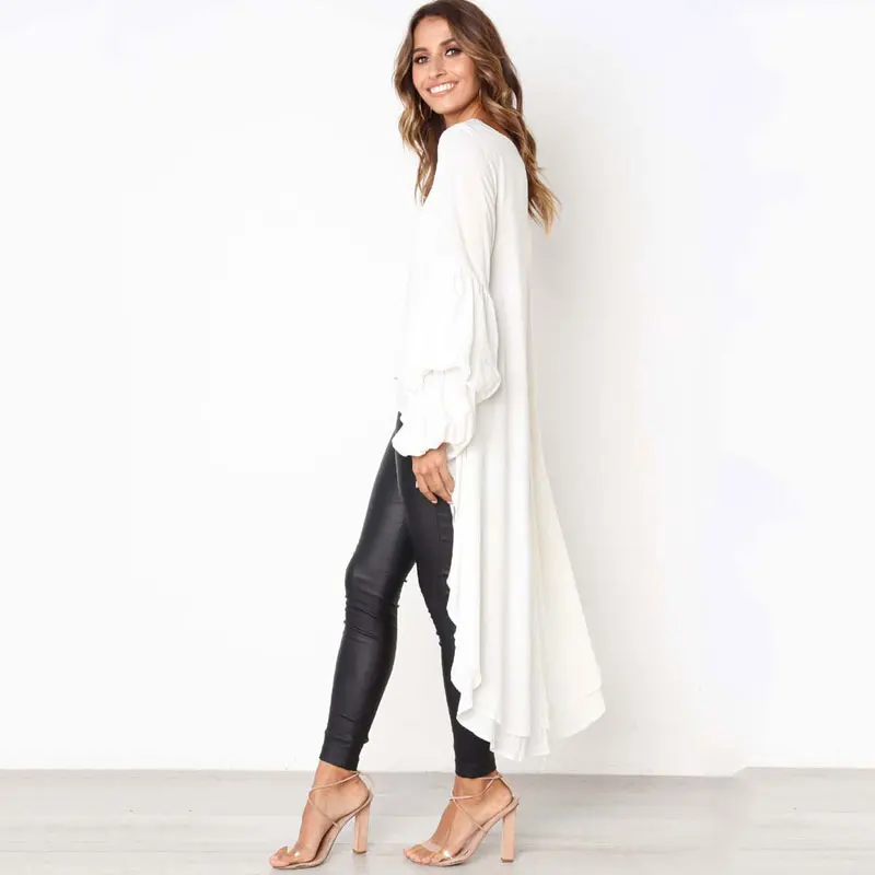 Autumn Sexy Loose Dress Asymmetrical Shirt Women Ruffle Dresses Long sleeve Clothing Female Patchwork Ladies | Женская одежда