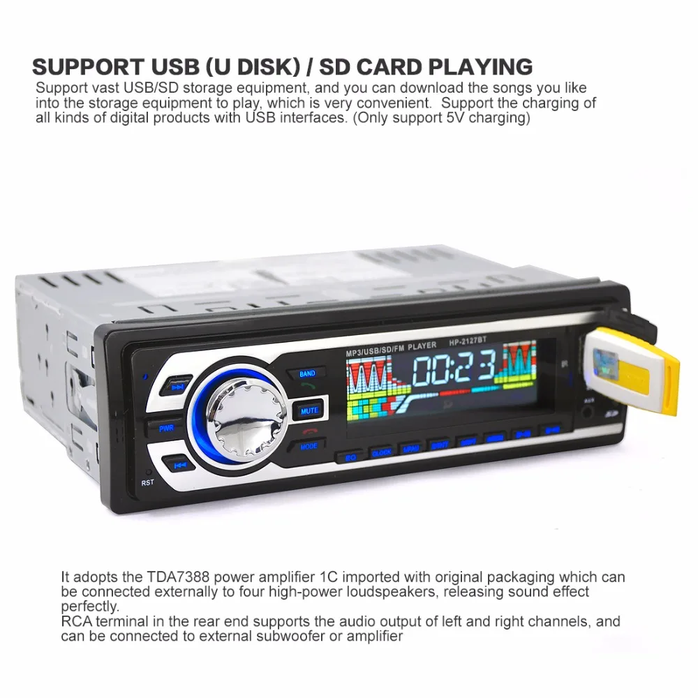 Автомобиль Радио панель Bluetooth с подарком 1-Din стерео FM USB/SD разъемом подачи внешнего сигнала AUX MP3 плеер в тире передатчик