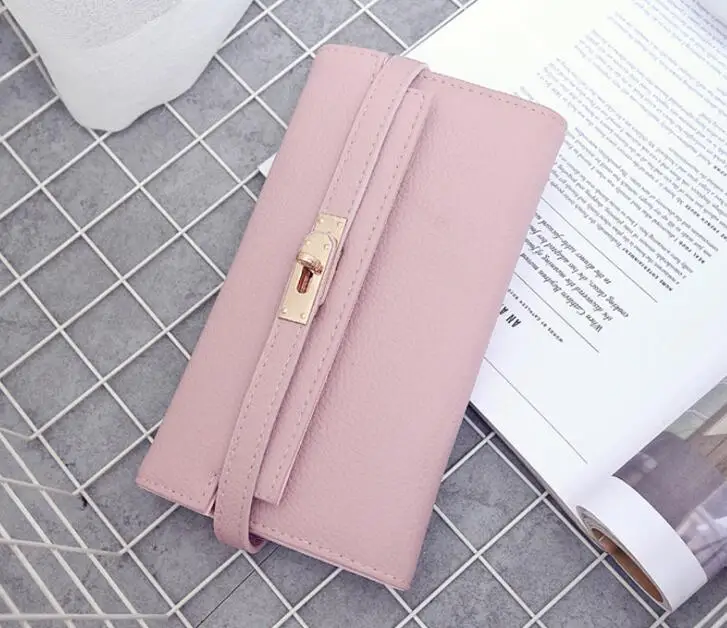 pink women wallets Модный кошелек с замком для дам, Женский кошелек, качественный кожаный кошелек, элегантные женские кошельки дамские сумочки, Женский кошелек C2272/l - Цвет: pink women wallets