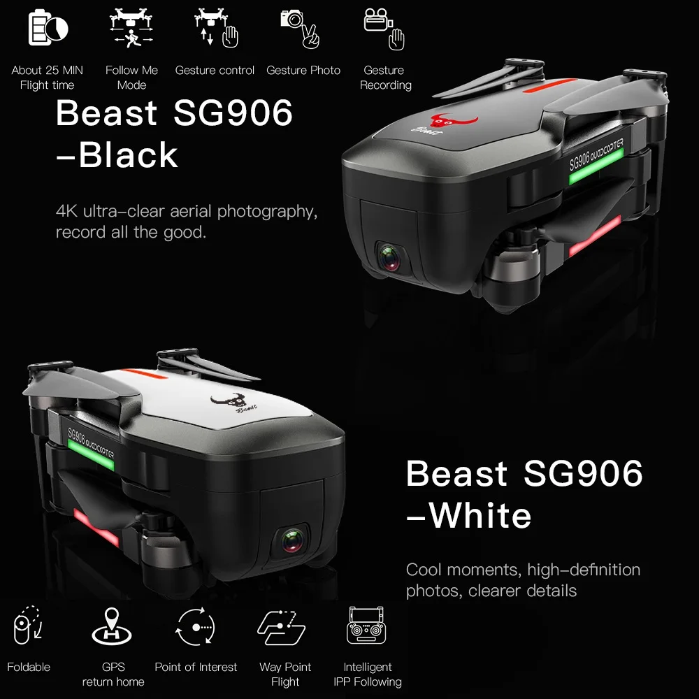 SG906 5G 4K WiFi FPV RC Дрон GPS Gimbal камера следуй за мной Радиоуправляемый квадрокоптер