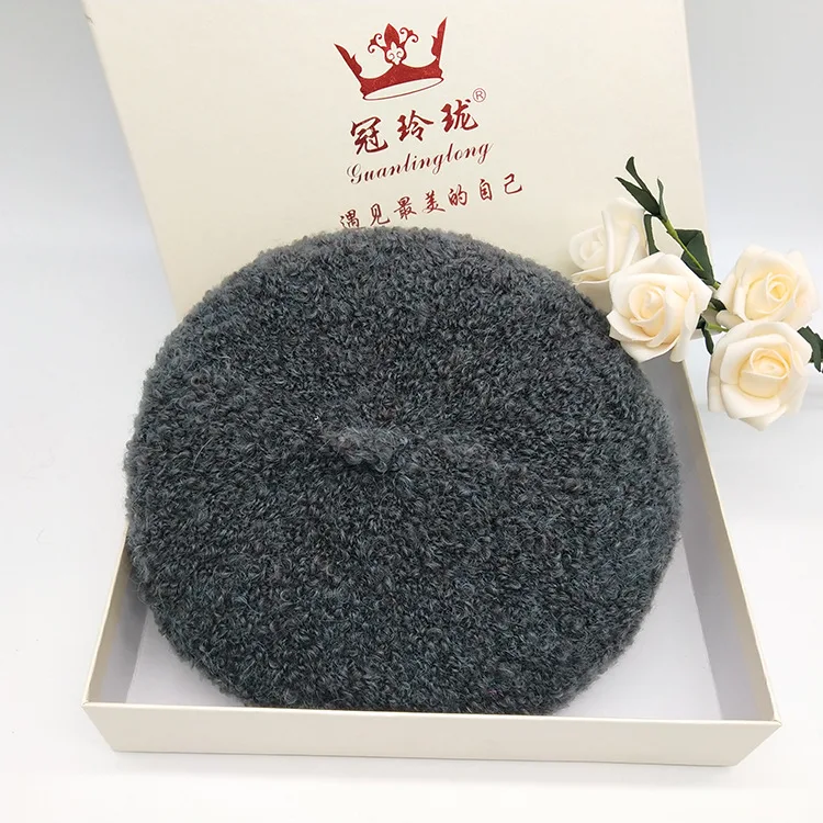 grey VISROVER alplaca женский шерстяной берет Женская вязаная шапка весна осень зима однотонная шляпа наивысшего качества Женская Boina - Цвет: grey