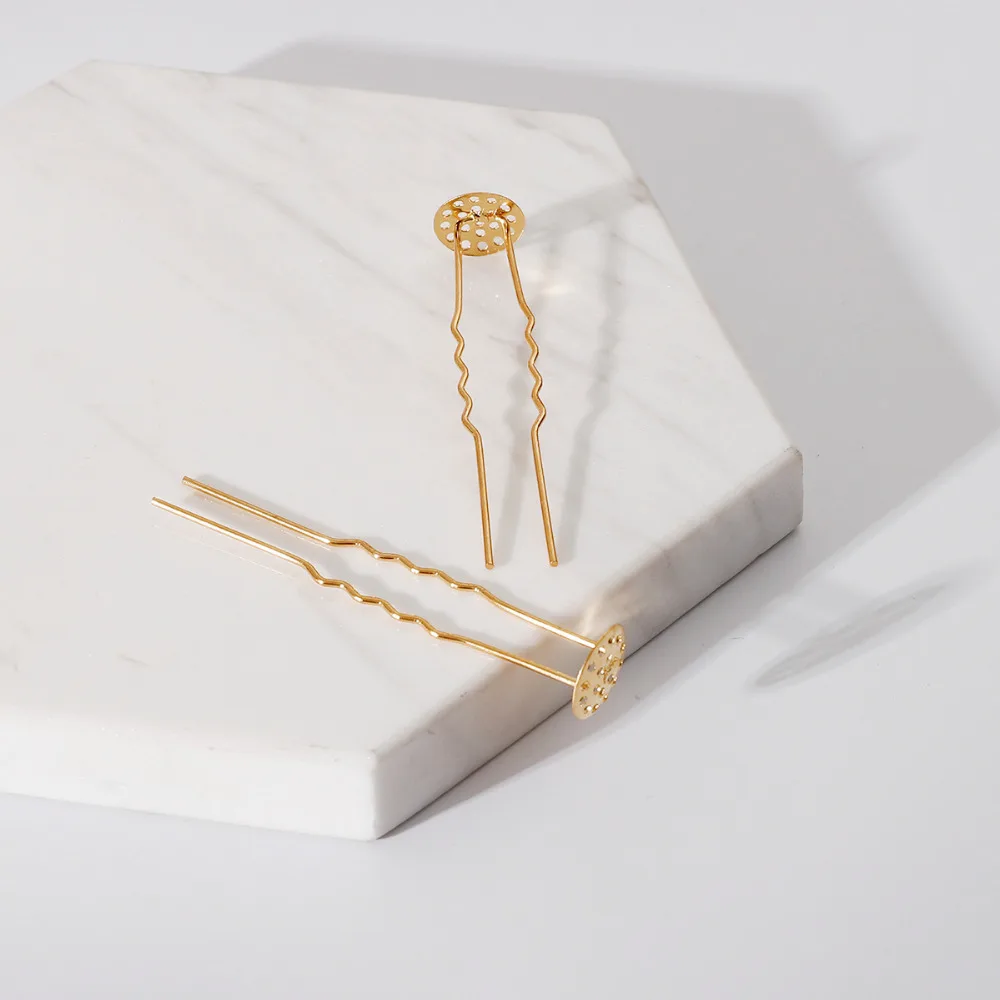 Металлическая U образная заколка для волос ручной работы небольшая сетчатая