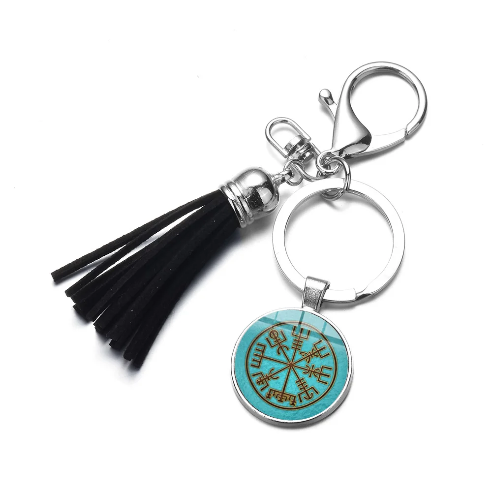 Style 6 SIAN Ancient Viking Compas PU кожаный брелок с кистями скандинавские руны исландский Vegvisir Амулет брелок высококачественный сплав брелок для ключей - Цвет: Style 6