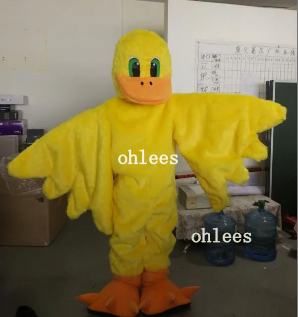 Ohlees Желтая Утка Птица талисман костюмы для взрослых распродажа Хэллоуин