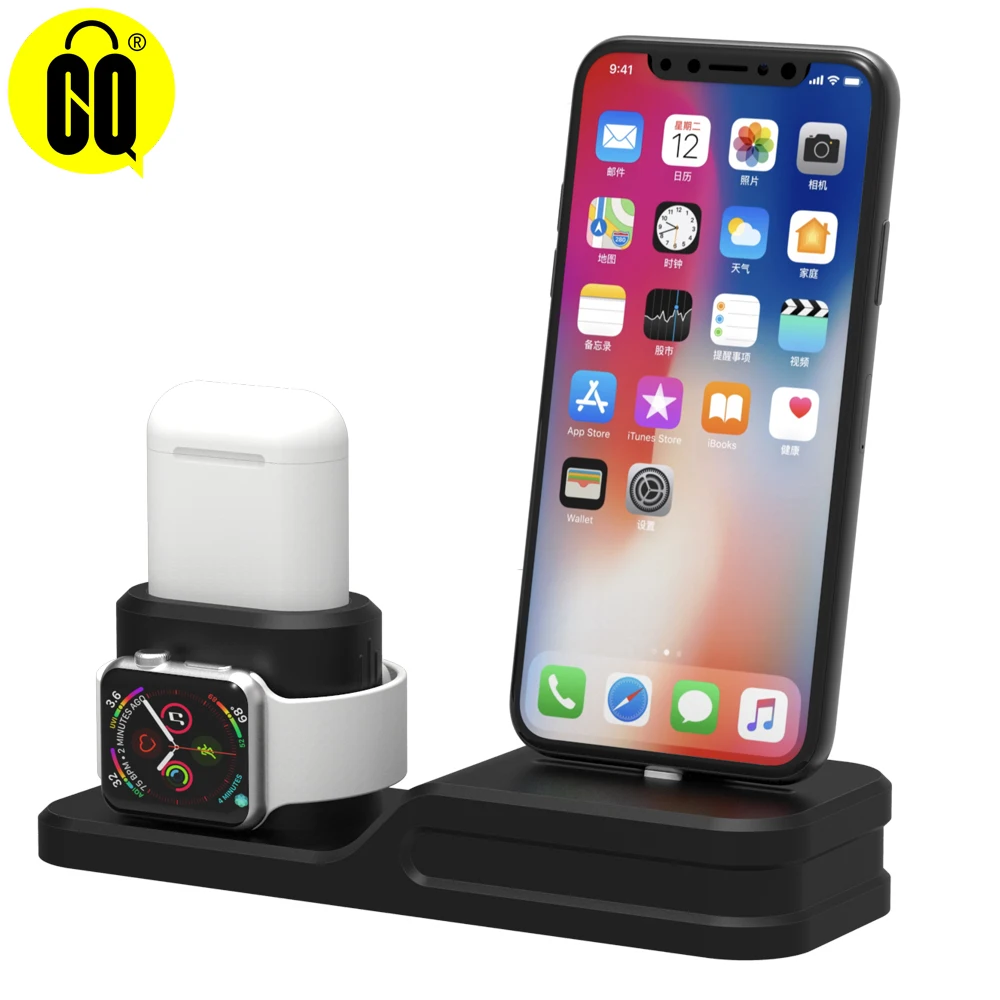 Для iPhone X/8/7/6/5,3 В 1 зарядная док-станция настольная подставка для телефона Поддержка мобильных устройств для наручных часов Apple watch подставка для Airpods