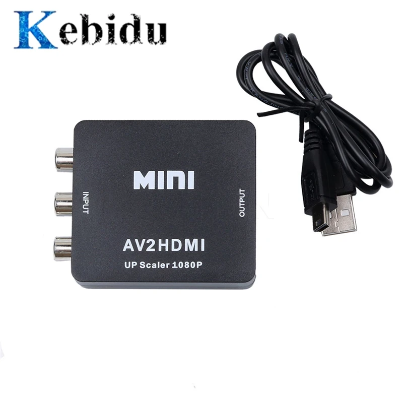 Kebidu Full HD штекер к гнезду RCA AV HDMI конвертер адаптер мини композитный CVBS AV2HDMI аудио