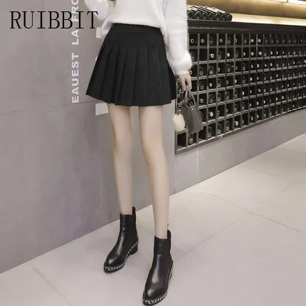 Новое поступление 2019 осенне зимние серые и черные однотонные юбки в стиле преппи