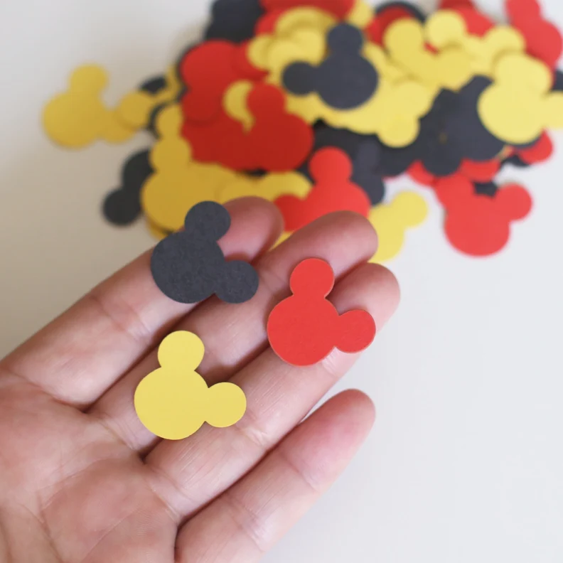 C01 (100 шт./лот) Красная желтая красная голова мыши конфетти Скрапбукинг Бумага мышь