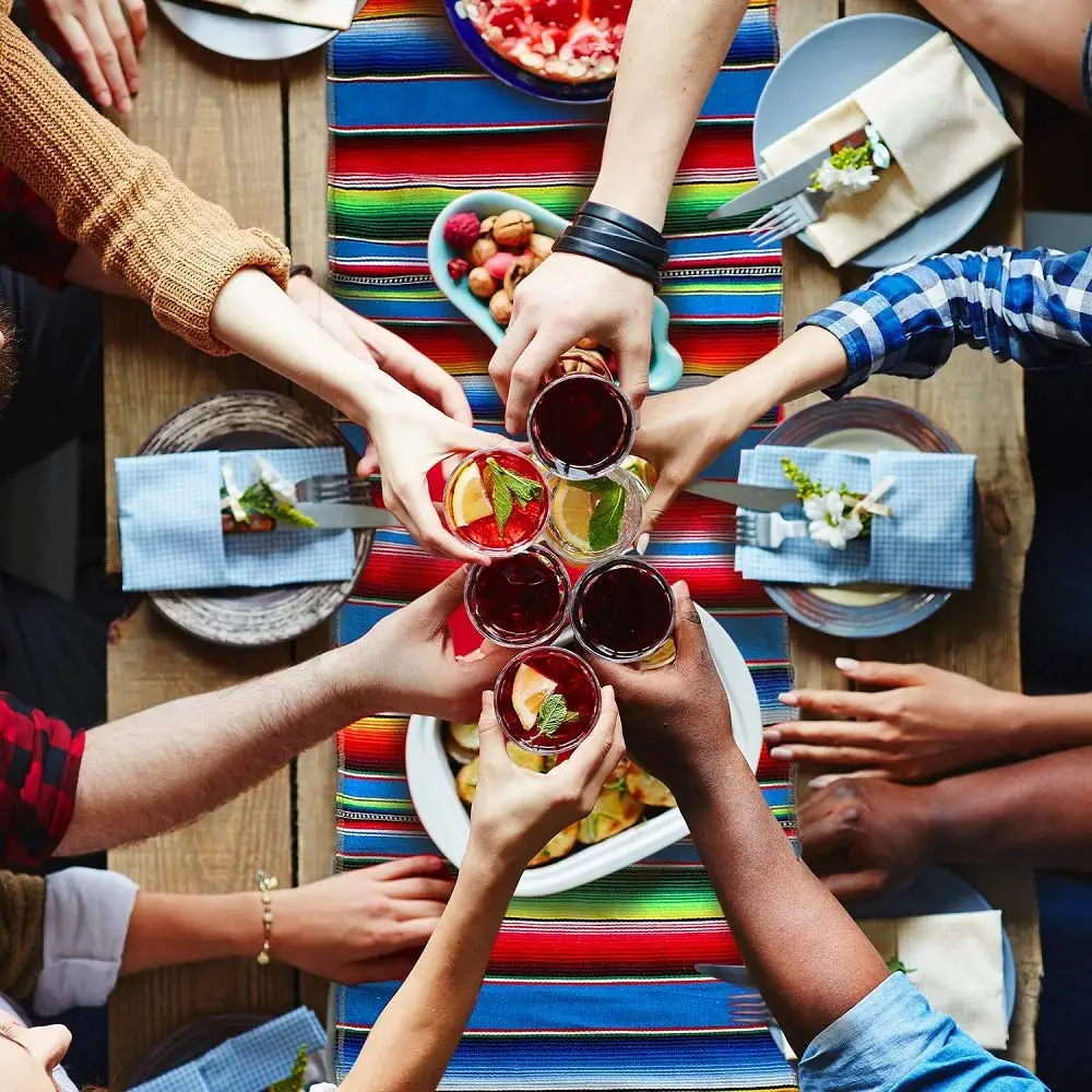 Мексиканский Serape Настольная дорожка хлопковая скатерть Радуга DIY свадебные Fiesta вечерние украшения 213X35 см 1/2/4/5 шт 2 Цвета
