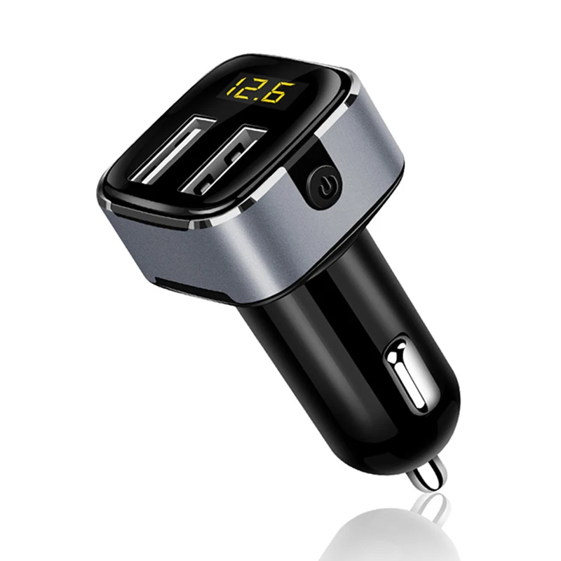 Черный Двойной USB Автомобильное Зарядное устройство Quick Charge цифровой светодиодный Напряжение Дисплей Авто быстрой зарядки автомобильного прикуривателя с независимым переключателем - Название цвета: Черный
