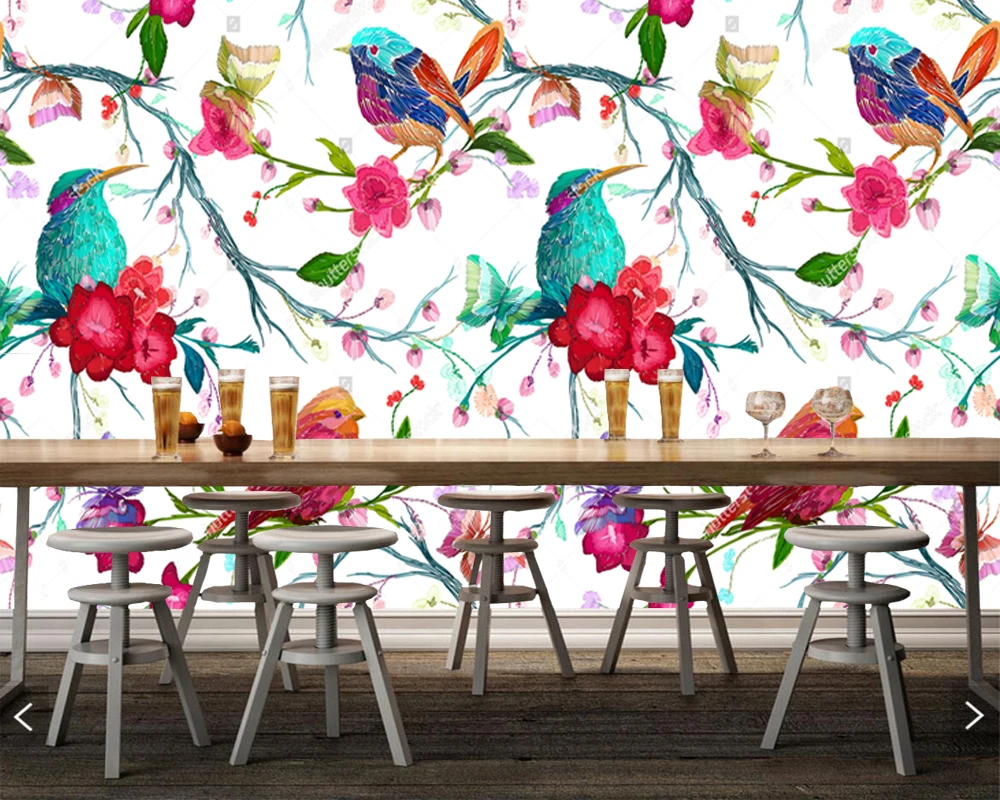 Обои на заказ для домашнего декора птица бабочка и цветы 3D Роспись гостиной
