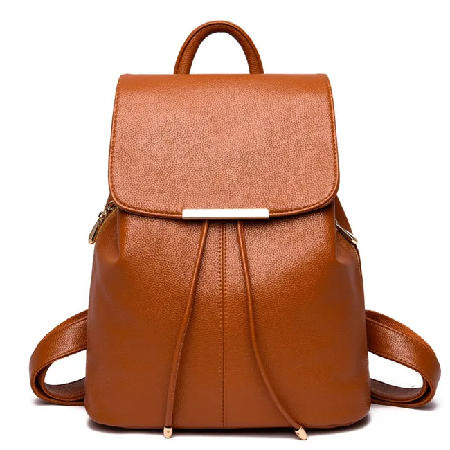 Brown Модный женский рюкзак из мягкой кожи; молодежные рюкзаки для девочек-подростков; женская повседневная школьная сумка на плечо; Mochilas; дорожная сумка - Цвет: Brown