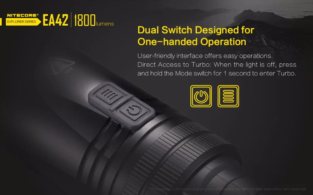 NITECORE EA42 Открытый фонарик CREE XHP35 HD max 1800 люмен портативный фонарик дальность луча 353 м тактический фонарь