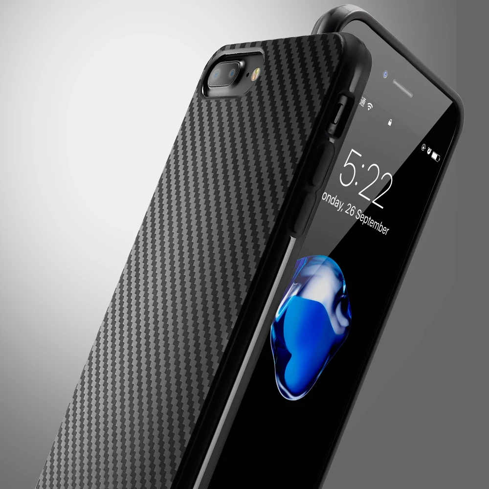 Roybens Black Case For iPhone 6S Business Vintage Soft Silicon 6 Plus Carbon Fiber Slim Mat TPU Rubber Cover |