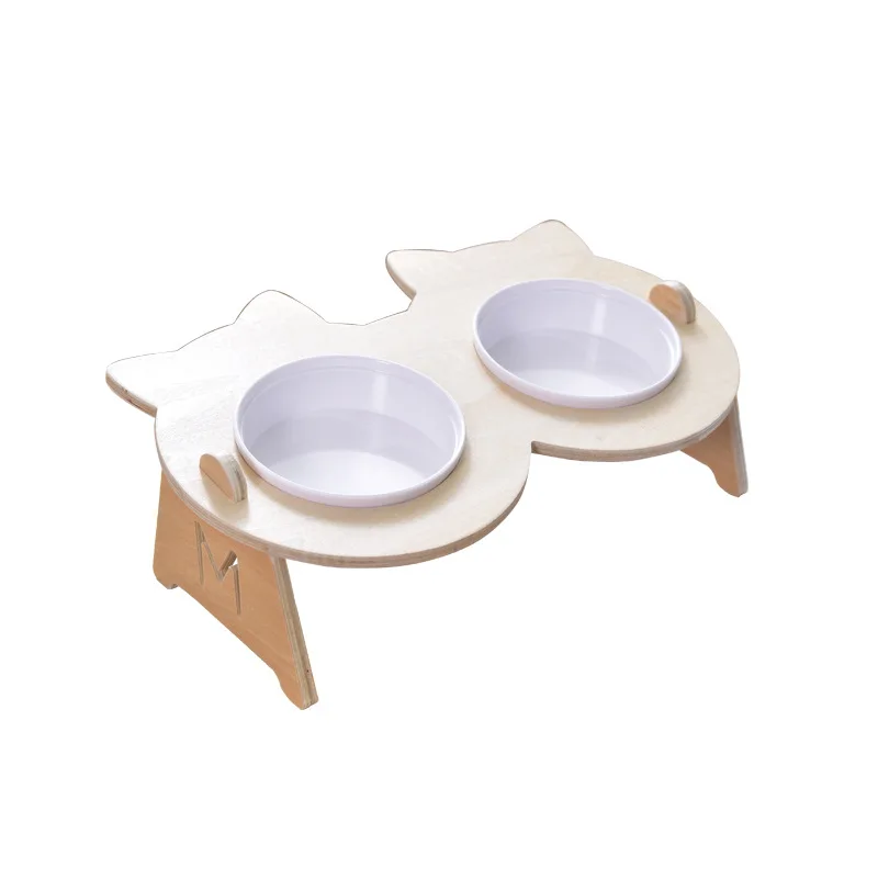 

New Cat Dog Pet plastic Feeding and Drinking Bowls Combination with Bamboo Frame for Dogs Cats Bowl Pet Supplies