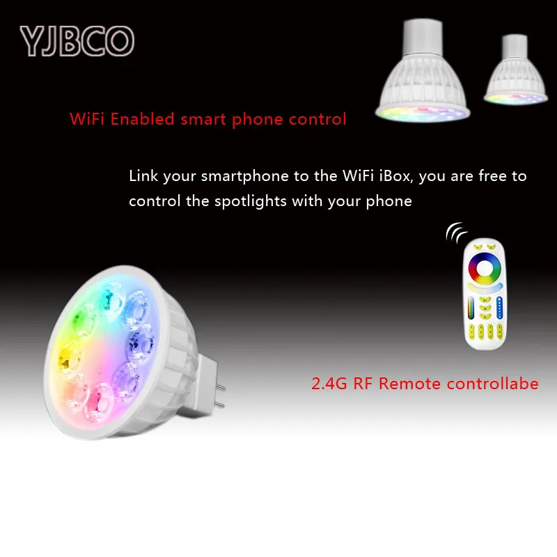 Светодиодный светильник Miboxer MR16 AC/DC12V 4 Вт с регулируемой яркостью RGB + теплый белый