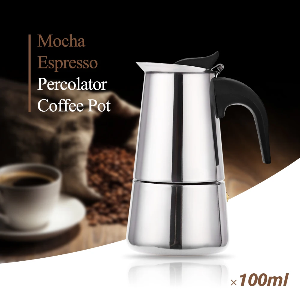 Кофеварка Moka из нержавеющей стали фильтр для приготовления эспрессо латте 100 мл