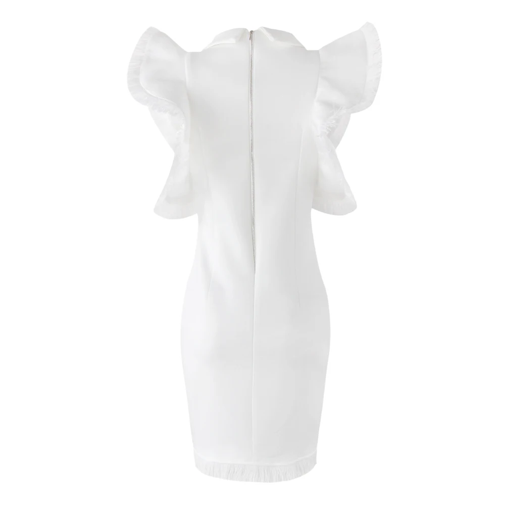 Женское вечернее платье без рукавов deive Белое Облегающее Черное мини с оборками и