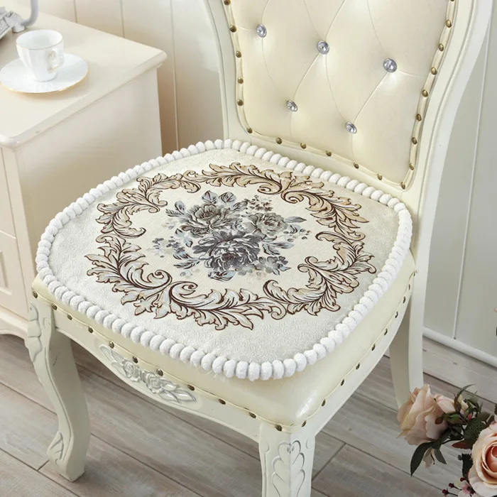 Light grey Proud Rose Высококачественная Подушка для стула вышитые подушки для сидения утолщенные подушки для обеденного стула из синели съемные и вымытые - Цвет: Light grey