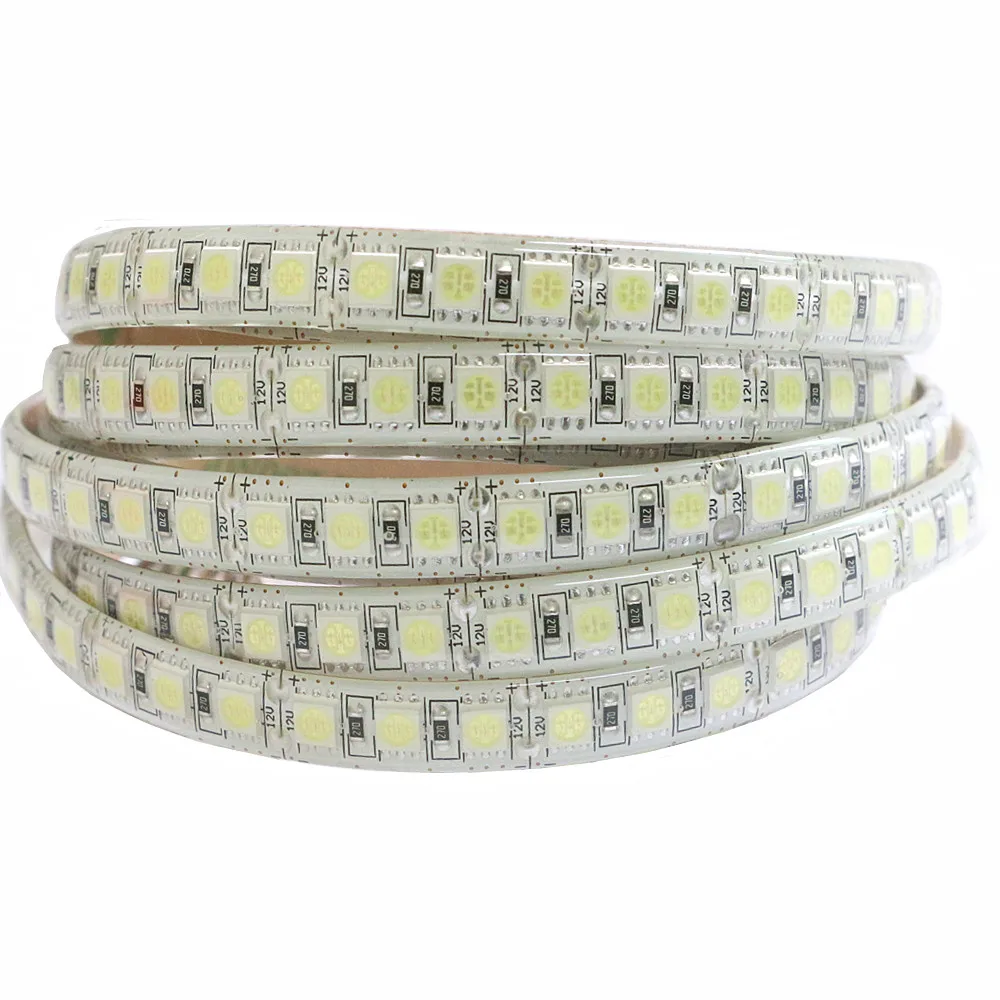 DC 12V Светодиодная лента 5050 5m 600 LEDS Гибкая светодиодная 120 leds/m Холодный/теплый белый