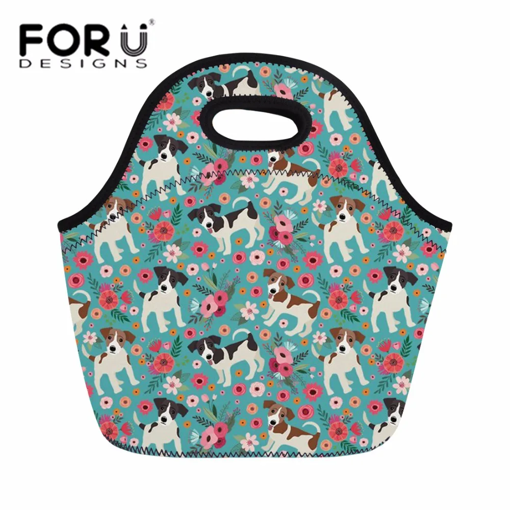 

FORUDESIGNS Children Lunch Box for Kids Jack Russel Meal Bags Ladies Tote Handbag Women Picnic Office Snacks Thermal Storage