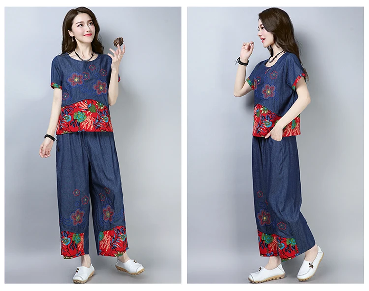 2019 новый модный костюм летний топ с короткими рукавами в национальном стиле