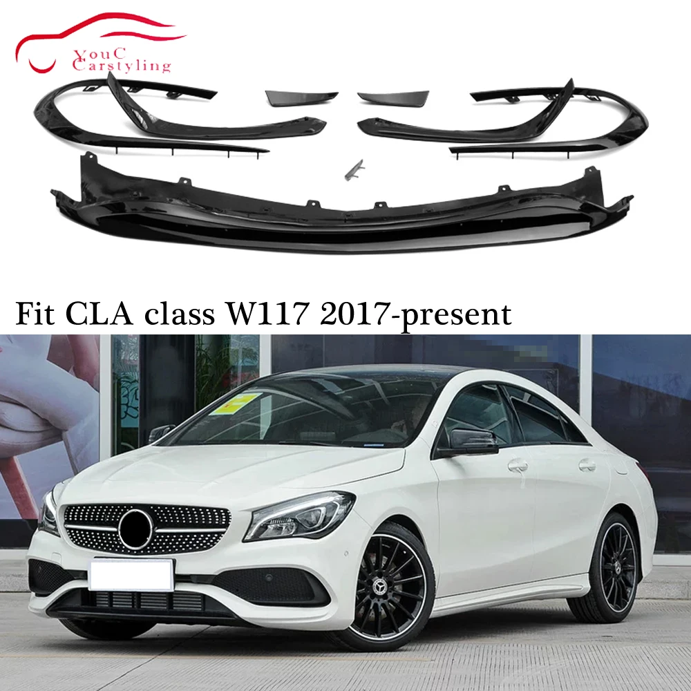 Передняя губа W117 со сплиттером бампер спойлер для Mercedes CLA C117 CLA180 CLA200 CLA250 CLA45 AMG