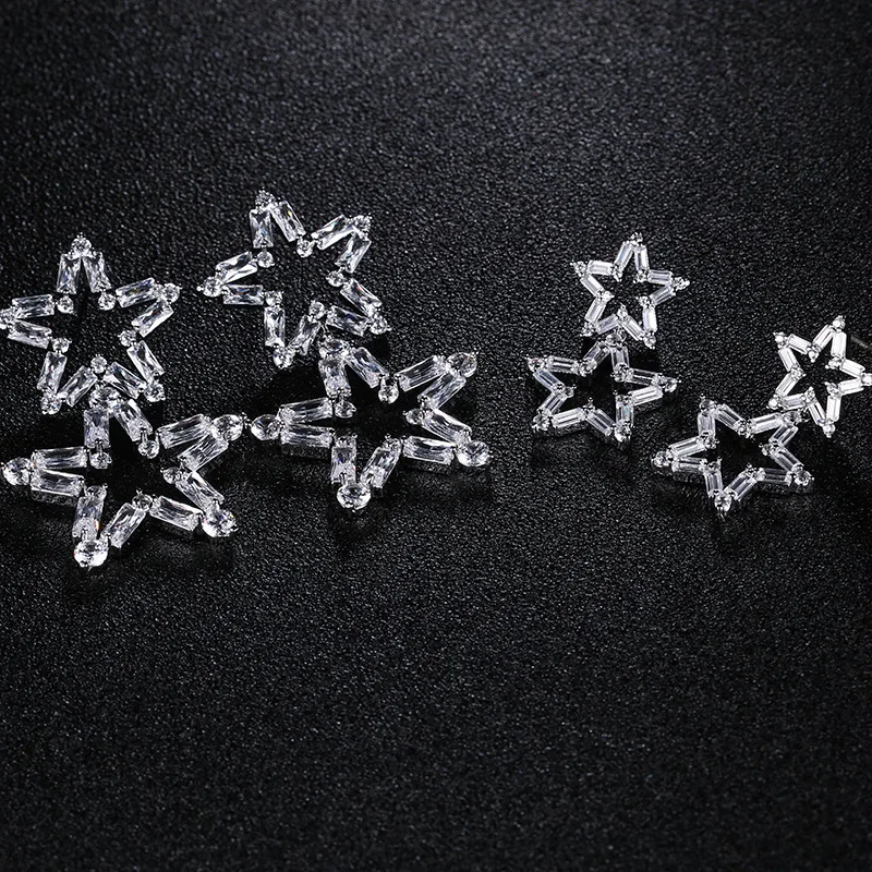 Women Star Earrings Fine Jewelry Accessories Pentagram Fashion Drop Jewellery Pendientes Korean Dangling Earring | Украшения и
