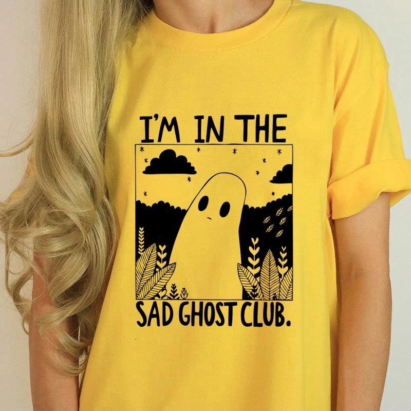 Повседневная футболка с принтом I'm in the Sad Ghost Club пародия забавная женская tumblr goth