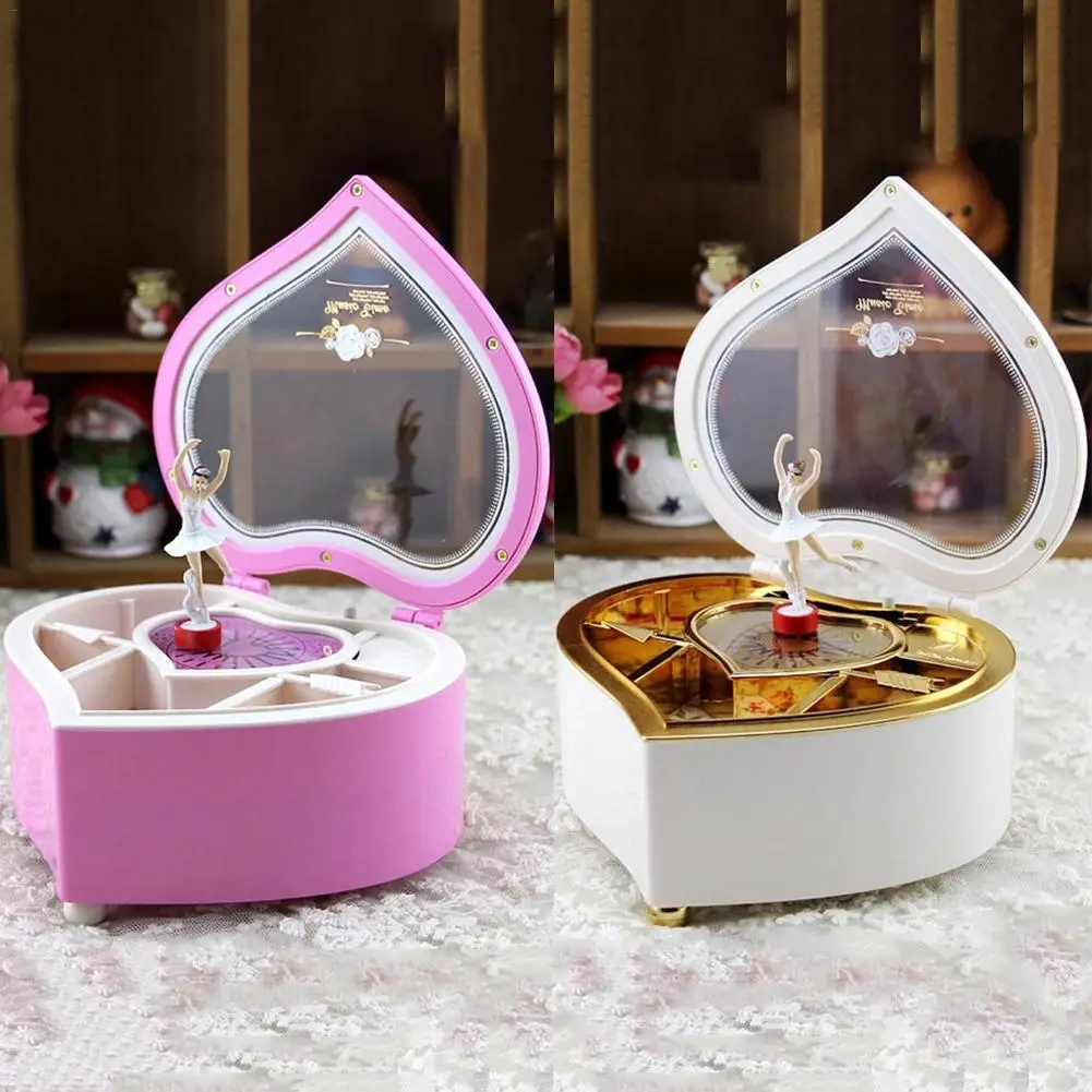 Elegant Heart Shape Music Box Creative Jewelry Dancing Girl Hand Cranked Wedding Birthday Gifts | Дом и сад