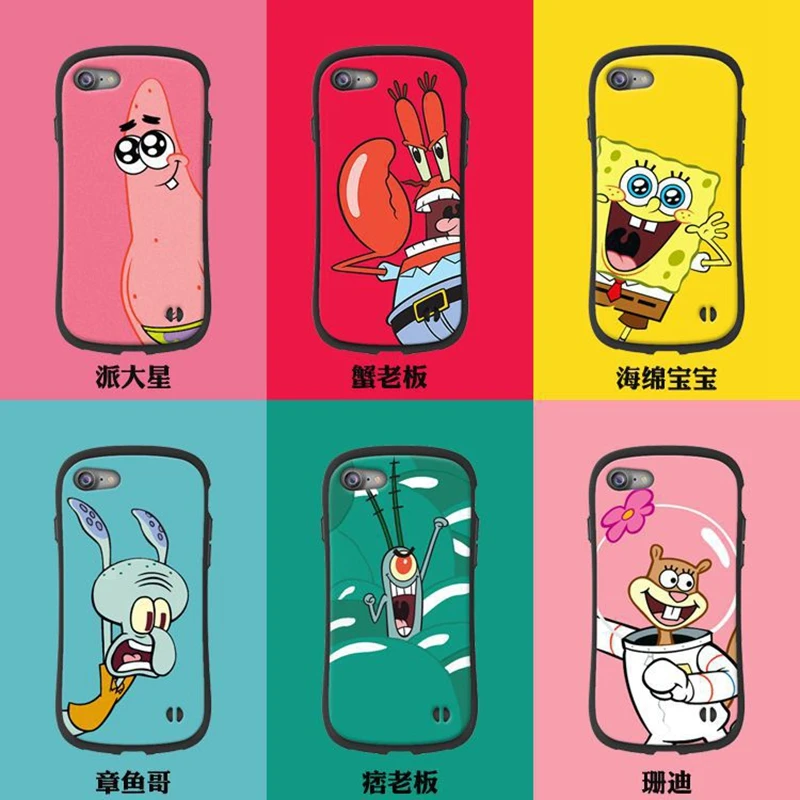 Spongebob Back Stars Phone Cases For Iphone 6 6S 7 8 Plus X Full Protective Case 7plus |