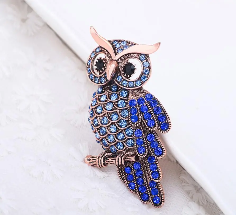 Мужская/Женская Брошь в виде совы из цинкового сплава|blue brooch|blue rhinestone broochbrooch blue |