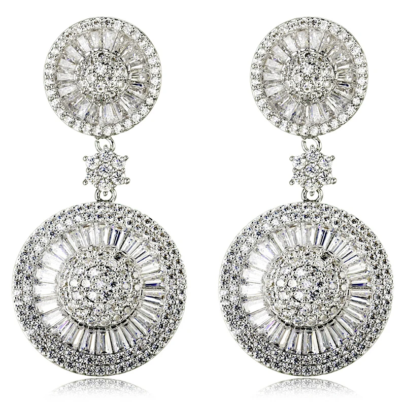 Женские серьги подвески с фианитами в стиле ретро|dangling earrings for women|dangle earringsearrings |